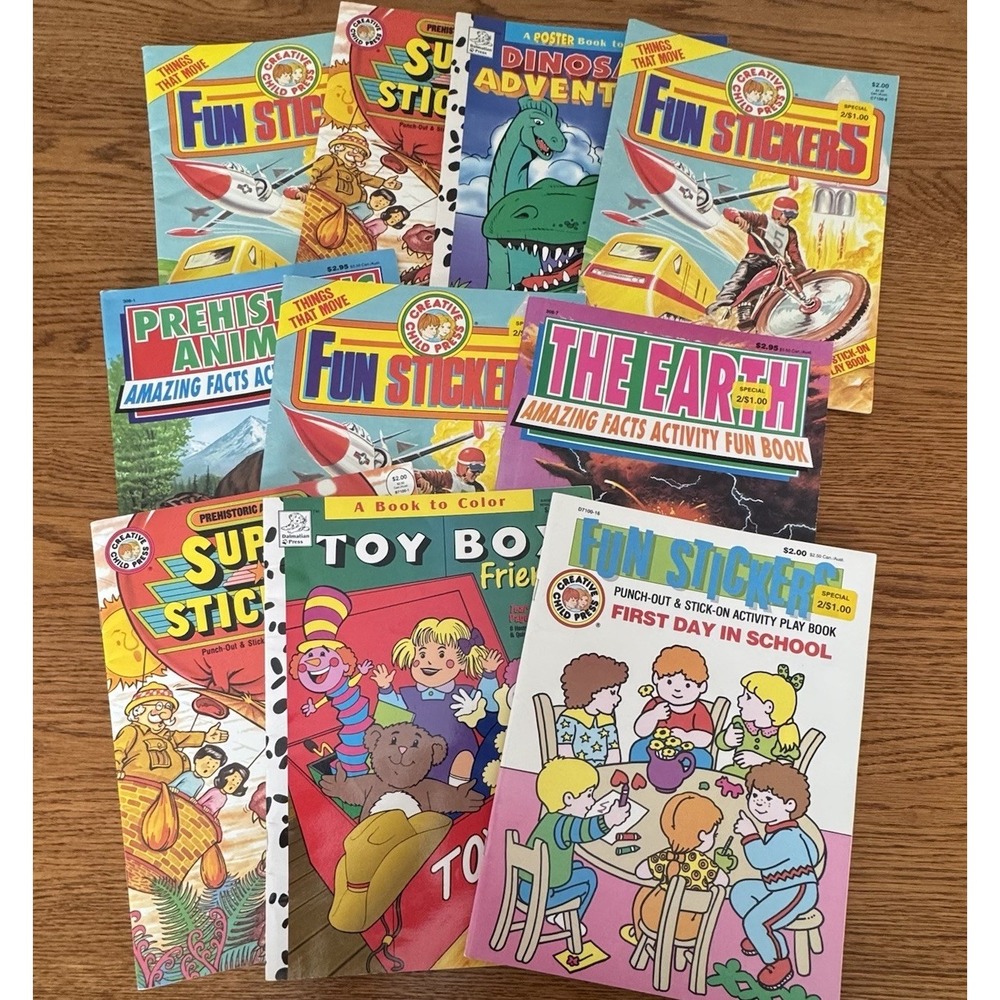VTG 80s-90s Coloring & Punch Out Sticker Activity‎ Books 10 Creative Child Press